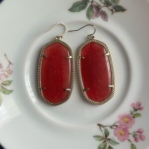 Kendra Scott Red/Maroon Large Danielle Drops Earrings with Gold Frame